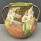 Vintage Roseville Pottery Jonquil Handeled Vase 7.25”