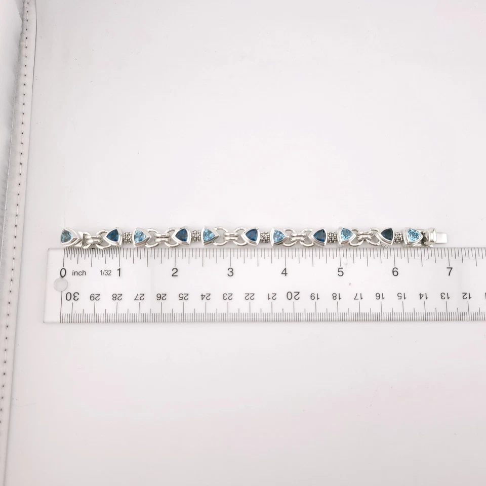 Brazalete Michael Dawkins plata esterlina Hampton topacio azul y azul trillón 7 pulgadas Foto 3 de 4