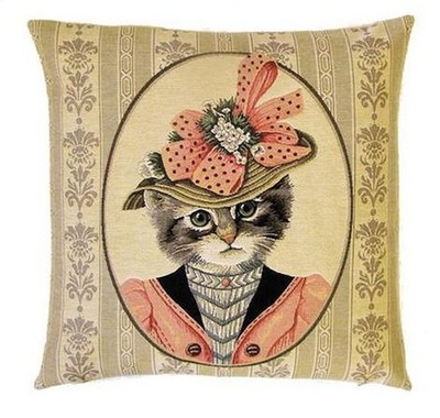 Gobelin Kissen Katze Lady Maunz NEU Motivkissen incl Füllung cat Sofakissen