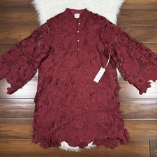 J.Marie Women's Size Small Red Wine Seraphina Floral 3D Lace Long Sleeve Dress