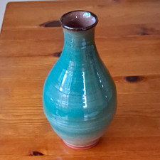 Camden Pottery CP 1985 Handmade Signed Glossy Green/Brown Vase 14.5cm