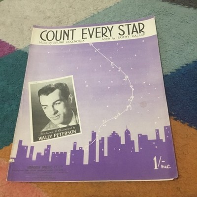 COUNT EVERY STAR . WALLY PETERSON . Rare vintage sheet music. Fast Free shipping