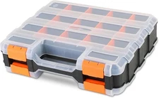 Small Parts Organizer Box 34 Compartments Double-Sided with Dividers