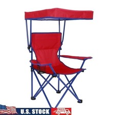Kids Canopy Camp Chair W/ Safety Lock Portable Folding Outdoor Chair Cup Holder