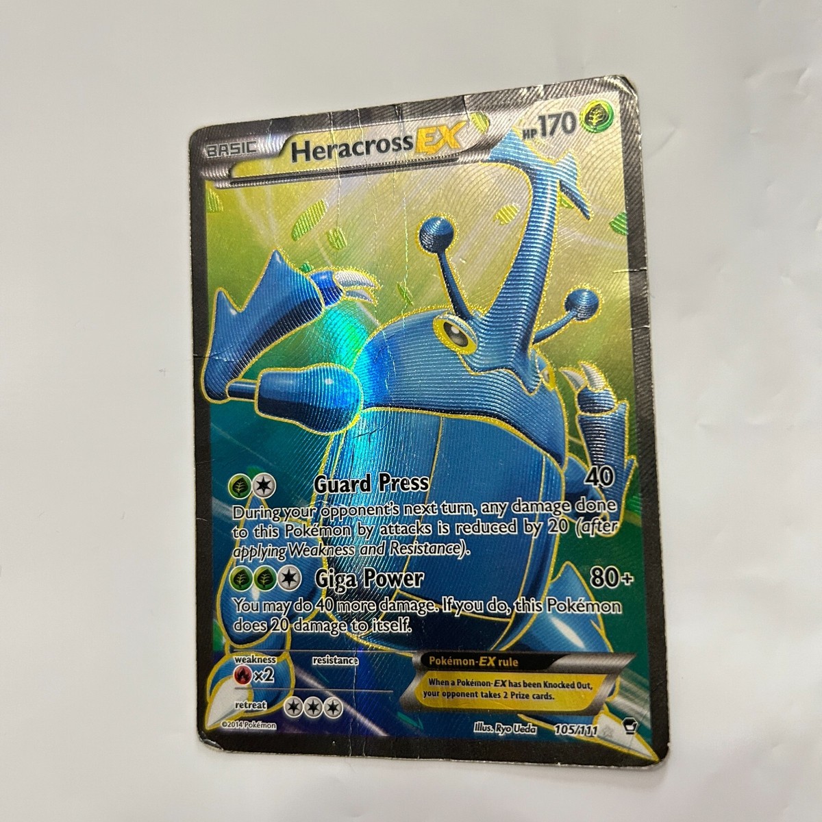 Heracross EX 105/111 Full Art Ultra Rare Furious Fists Pokemon
