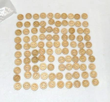 100 NEW 'Handmade With Love' Round Wooden Button Two Holes Engraved 2 Hearts