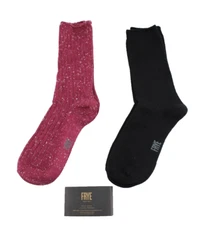 FRYE Size 6-12 Black/Burgundy Colors 2 Prs Ribbed Cuff Men Boot Socks RETAIL $30