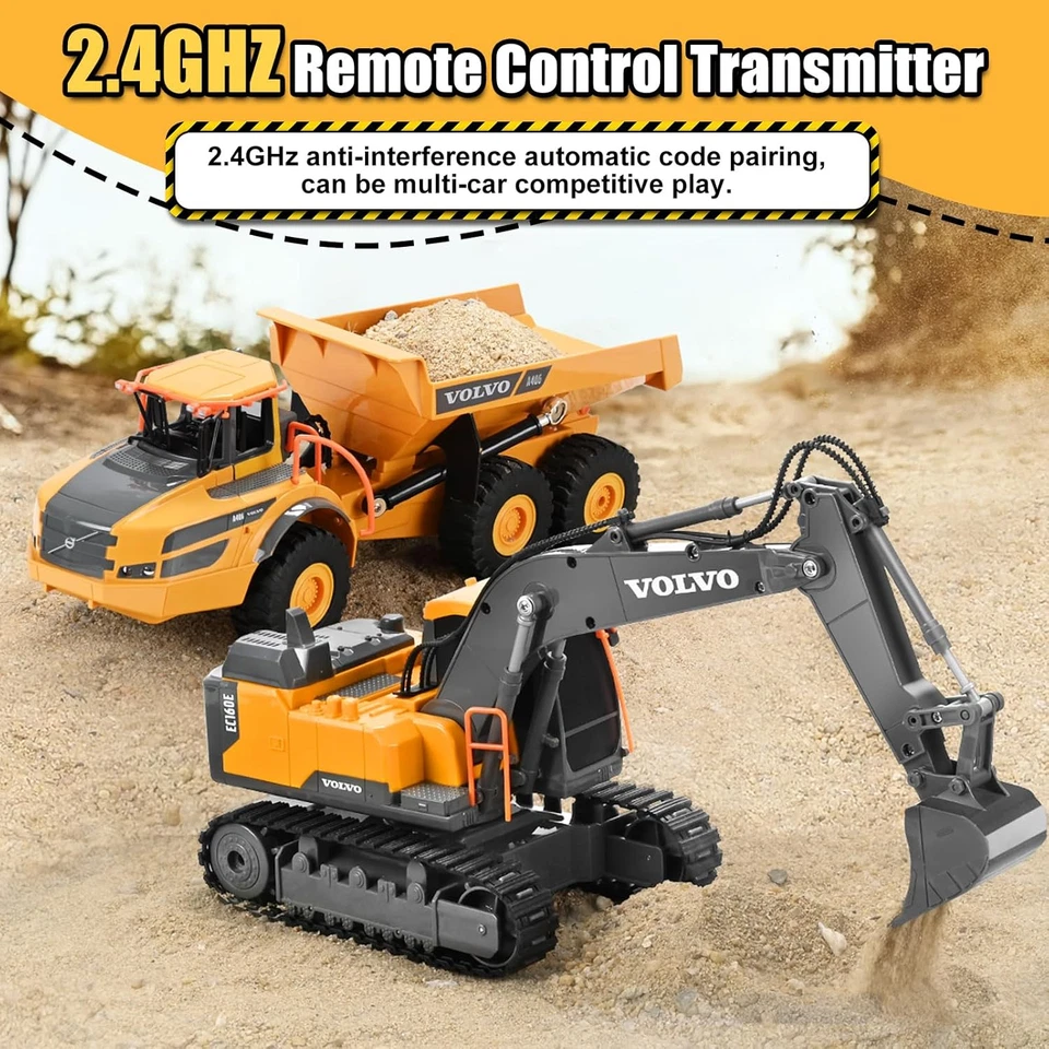 Volvo RC Excavator Remote Control Excavator Toy for Boys Full Function Construct - Image 4 of 4