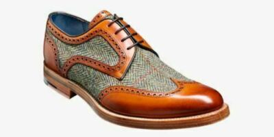Men Handmade Shoes Tan Leather & Oxford Cloth Racer Formal Dress Casual Boots