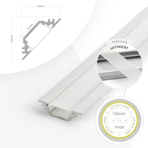 Aluprofil LED Streifen 1m 2m Profil Montagezubehör Beleuchtung Schiene - Bild 30 von 57