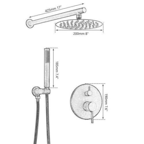 Set rubinetto doccia bagno oro rosa 8" testina pioggia miscelatore spruzzatore manuale montaggio a parete - Foto 2 di 8