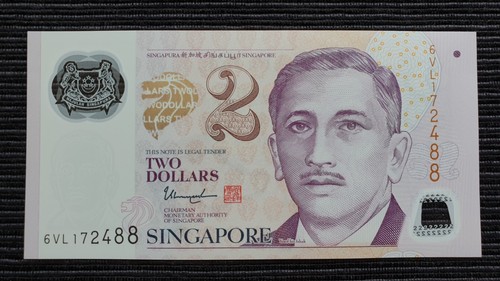 SINGAPORE $2 Dollars ND 2020 P46m Education 3 Hollow Stars UNC Polymer Banknote - Bild 1 von 2