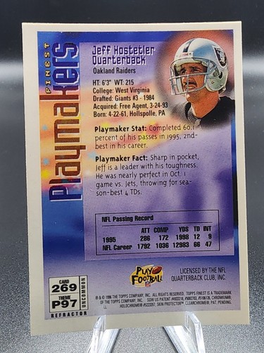 1996 Topps Finest Refractor Jeff Hostetler #269 w/Peel - Picture 2 of 4