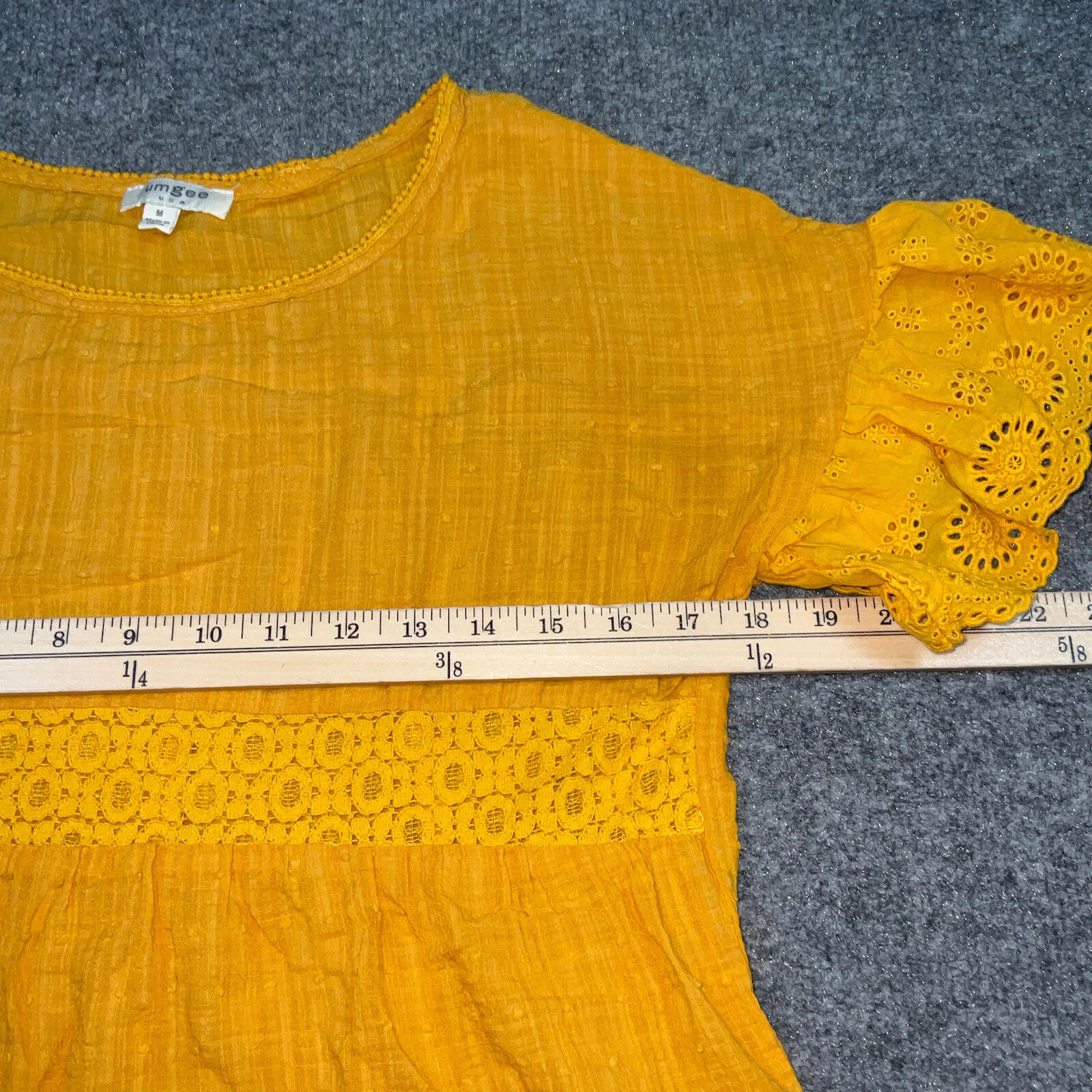 VETEMENTS Abito Umgee donna taglia M giallo maniche corte volant pizzo accenti