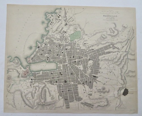 Marseilles Southern France Harbor c. 1840 SDUK Detailed City Plan Map - Picture 4 of 4