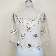 Ladies Sequins Cape Sheer Vintage Lace Shrug Bolero Shawl Party Elegant Fashion