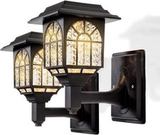 2 x Solar Powered LED Door Fence Wall Lights Outdoor Garden Lighting Lantern
