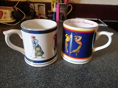 Paar Vintage St Michael Marks and Spencer Steingut Golfbecher