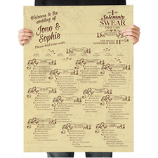 Magical Wizard  Map Wedding Seating Chart, Harry's Marauders Table Plan