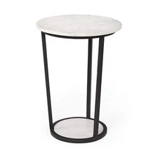 25 Black And White Marble End Table