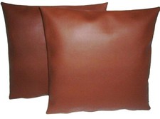 2 Deep Tan Faux Leather Classic Cushion Covers 16" 18" 20" Scatter Pillows 