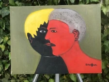 STEFFAN Original 1960s ABSTRACT MODERN FAUVISM SURREALIST MidCentury Oil Canvas