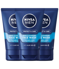 3 x 100ml Nivea men protect & care Deep Cleaning Face Wash With Aloe Vera