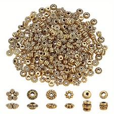 1box 300pcs 6 styles style Alloy Spacer Beads Mixed Shapes Antique golden