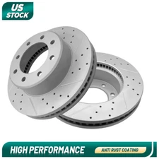 For Dodge Ram 2500 3500 1500 2009 - 2022 Front Drilled Slotted Disc Brake Rotors