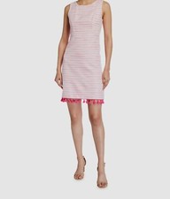 $170 Eliza J Women's Pink Sleeveless Metallic Crew Neck Shift Dress Size 6