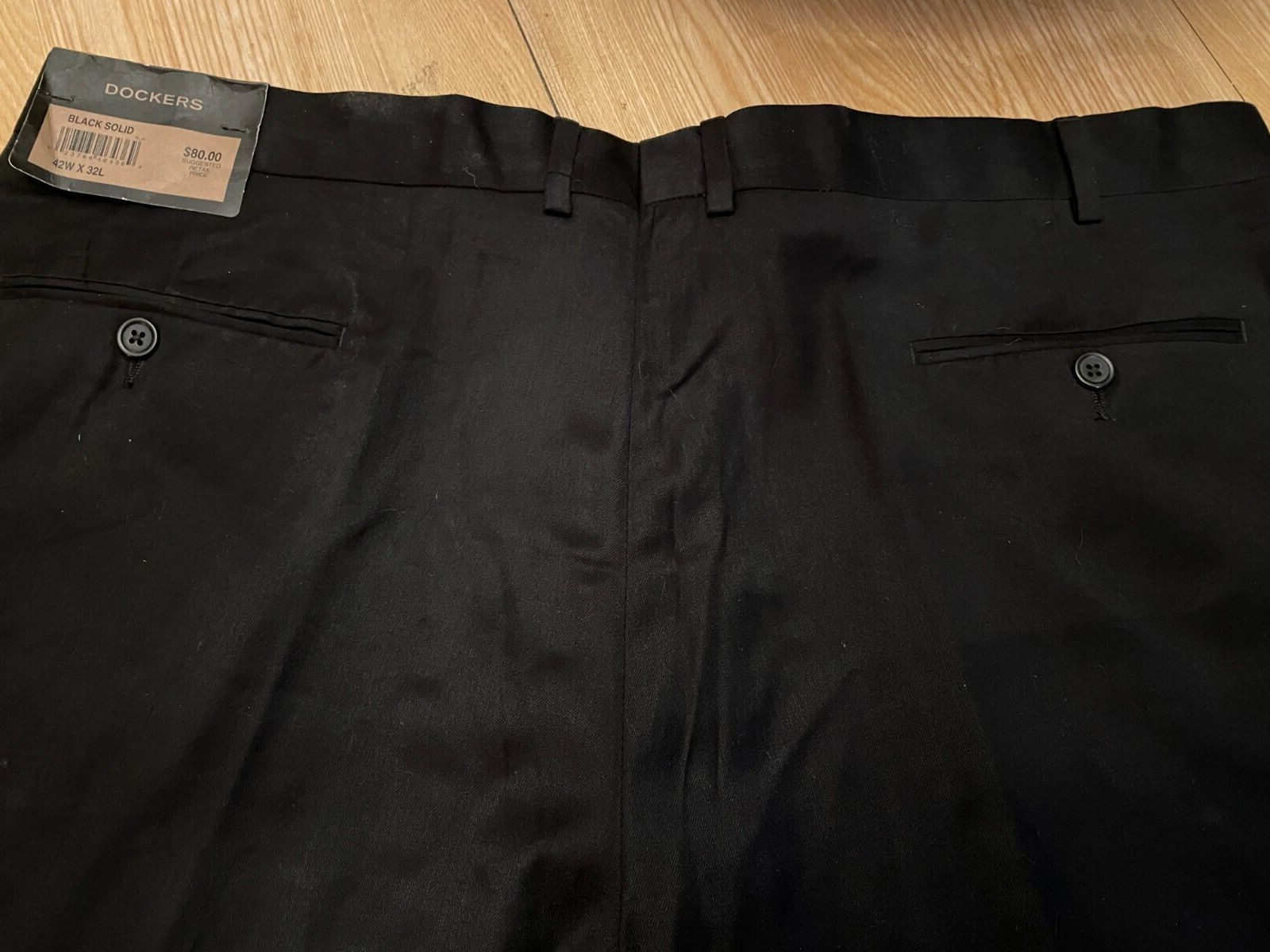 Dockers Men's Black Solid Dress Pants 42WX32L Suit Separate Black New w/tags