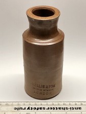 1870&rsquo;s HOLLIS Early Salt Glase Storage Ink Crock Pot - Mint Condition (G922)