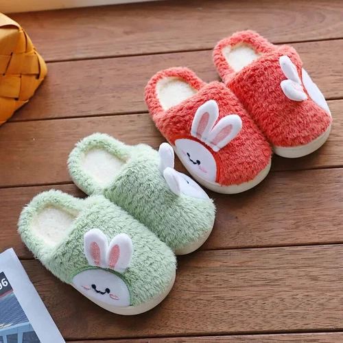 Neu Slipper für Zuhause pelzig süß Flip Flop Kaninchen drinnen Holzboden warm Baumwolle - Bild 11 von 21