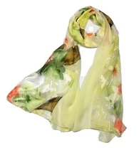 Floral Silk Feel Shawl Evening Wrap for Party Dress in Gift Box Yellow-Multi