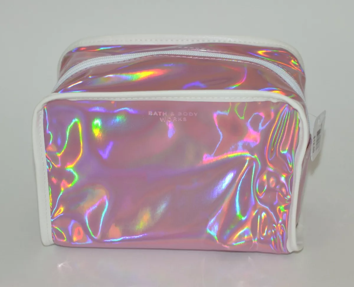 BATH BODY WORKS PINK IRRIDESCENT MAKEUP BEAUTY BAG COSMETIC COIN PURSE CLUTCH