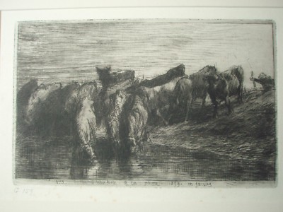 TRÈS BELLE GRAVURE Charles Emile Jacque estampe pointe sèche XIXe 1830