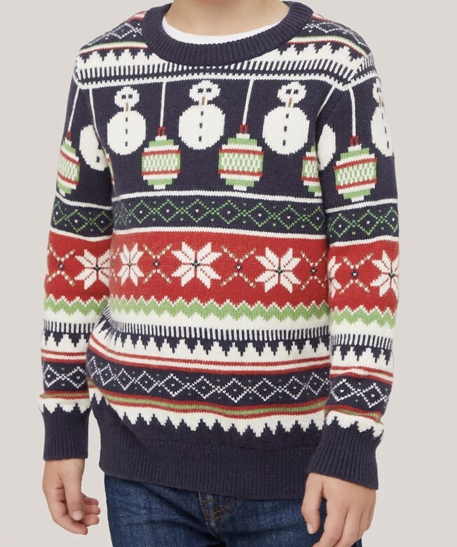 John Lewis Boys Christmas Snowman Fair Isle Knitted Jumper *BNWT
