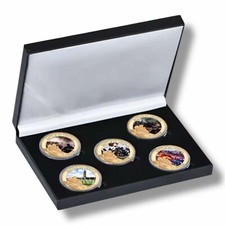 The Battle Of Verdun WW1 x5 Gold Plated Coins Set & Box - World War Memorabilia