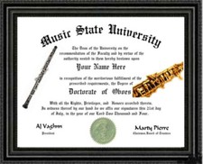 OBOE Lover's Doctorate Diploma / Degree Custom Made & Designed for YOU