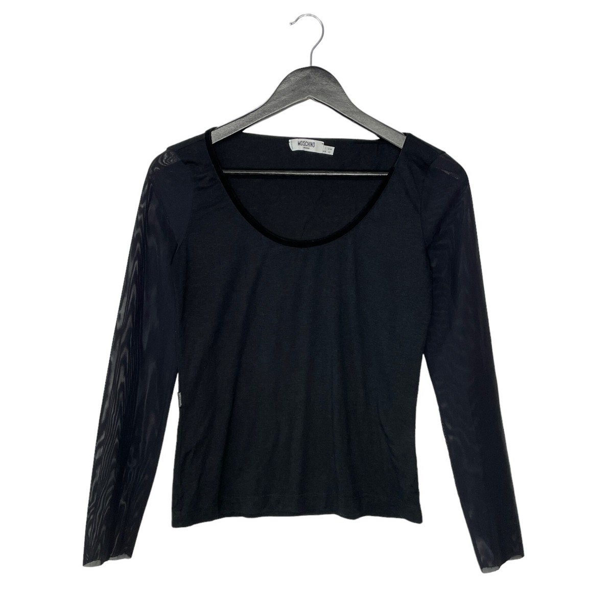 トップス MOSCHINO Shirt Made in Italy y2k M Vintage Y2K Moschino Sheer Mesh Sleeve Top T Shirt Blouse Size 44