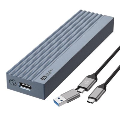 M.2 NVMe Gehäuse Adapter 10 Gbit/s Externes M.2-SSD-Gehäuse für M+B Key SSD Grau
