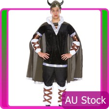 Mens Viking King Battle Warrior Mens Adult Fancy Dress Halloween Costume AU