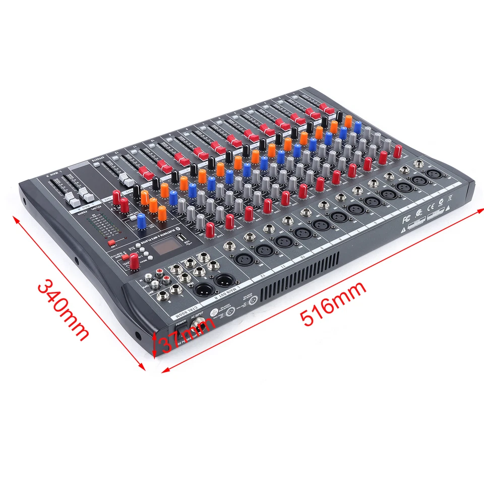 12 Channel Live Studio Audio Mixer DJ Mixing Console USB Bluetooth - Image 3 of 4