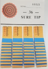 "12"  #36  Sure Tip Boards (01-36)  Pull Tabs/Jar Tickets Free Shipping US