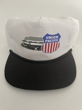 Vintage Union Pacific Train Vintage Snap Back Hat White Cap Hat 1023b