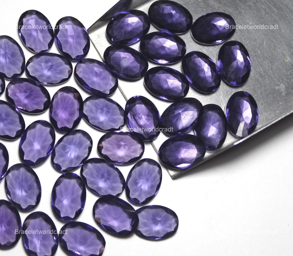 Созданные в лаборатории дизайнерские граненые серьги овальный иолит лот товаров 4x12x16 мм 10 шт. - Изображение 3 из 3