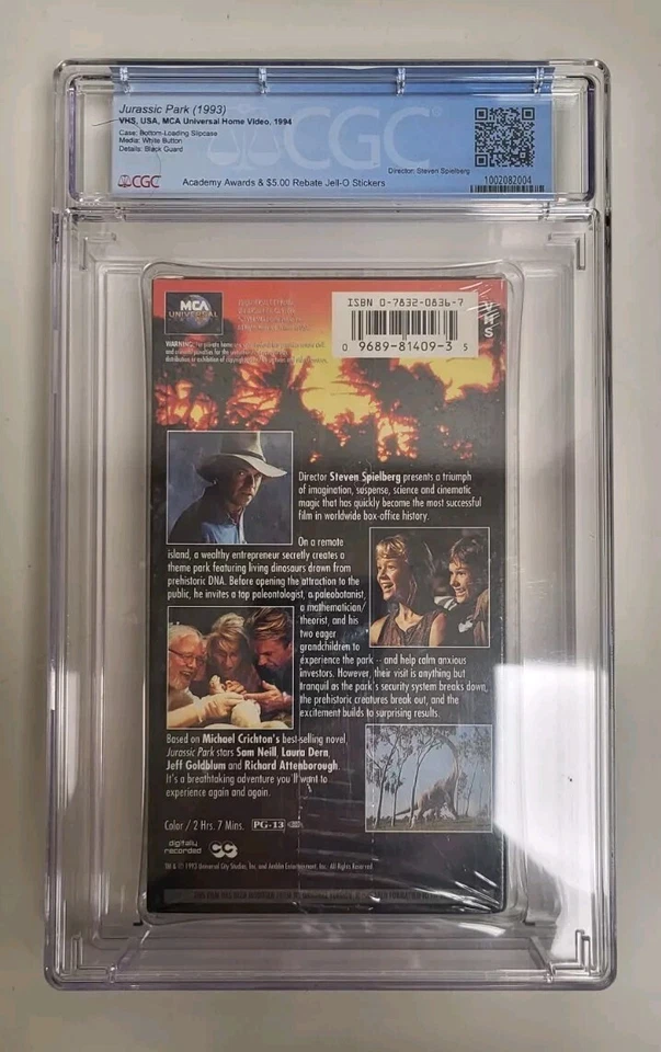 Jurassic Park VHS SEALED | CGC 9.6 | MCA Universal 1994 | WM | First Print - Image 2 of 2