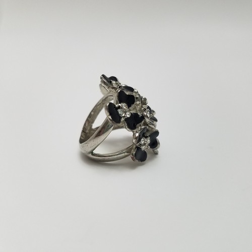 Anello cocktail fiori smaltati donna 6 strass dichiarazione floreale margherita grossa - Foto 3 di 6