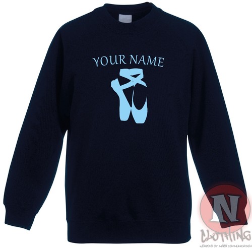 Personalised Ballet shoes sweatshirt Children's kids dance - Just add name - Picture 3 of 13