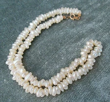 Vintage Faux Mother of Pearl Beaded MOP Necklace Approx 16" Estate Find
